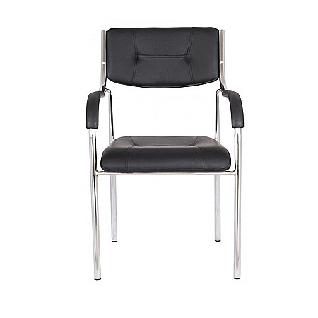 Scaun vizitator GN cu manere, cadru cromat, piele ecologica, 150 kg, negru [2]