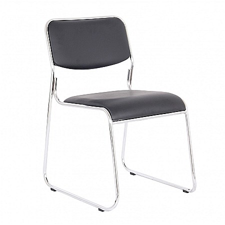 Scaune pentru vizitatori - Scaun vizitator GN Emil, piele ecologica, cadru metalic cromat, stivuibil, 100 kg