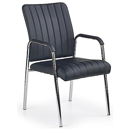 Produse in stoc - Scaun vizitator HM Vigor, Piele ecologica, Suport lombar, Sarcina max 120 kg, Negru