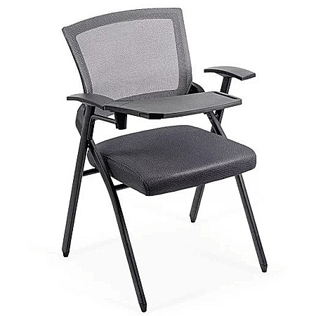 Scaun vizitator HRC 603, cu masuta rabatabila, pliabil, ergonomic, mesh, cadru metalic, 120 kg, negru [1]