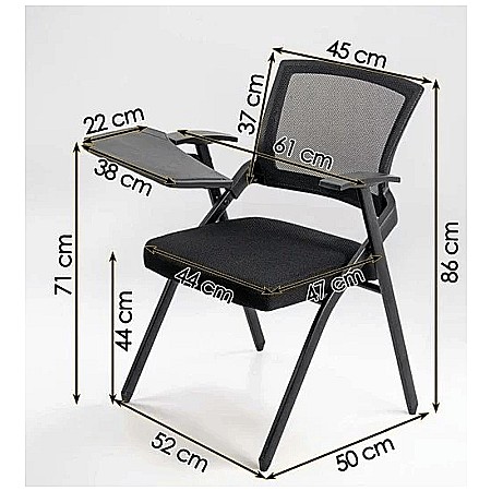 Scaun vizitator HRC 603, cu masuta rabatabila, pliabil, ergonomic, mesh, cadru metalic, 120 kg, negru [9]
