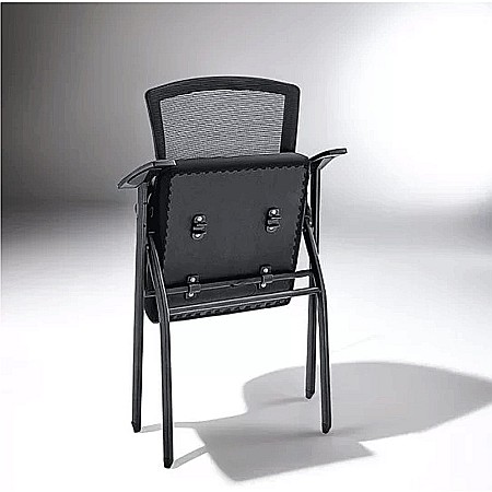 Scaun vizitator HRC 603, cu masuta rabatabila, pliabil, ergonomic, mesh, cadru metalic, 120 kg, negru [2]