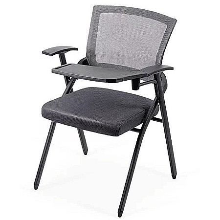 Scaune vizitator - Scaun vizitator HRC 603, cu masuta rabatabila, pliabil, ergonomic, mesh, cadru metalic, 120 kg, negru