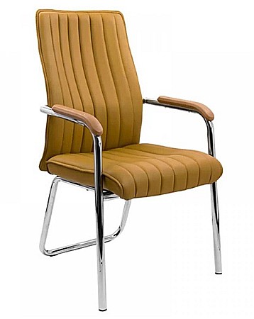 Scaune pentru vizitatori - Scaun vizitator HRC 614, ergonomic, piele ecologica, cromat, brate tapitate, 120 kg
