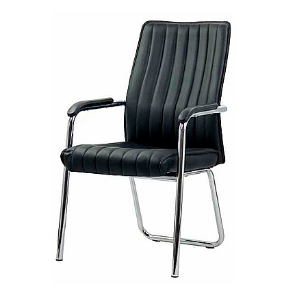 Scaun vizitator HRC 614, ergonomic, piele ecologica, cromat, brate tapitate, 120 kg [1]