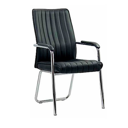 Scaune pentru vizitatori - Scaun vizitator HRC 614, ergonomic, piele ecologica, cromat, brate tapitate, 120 kg