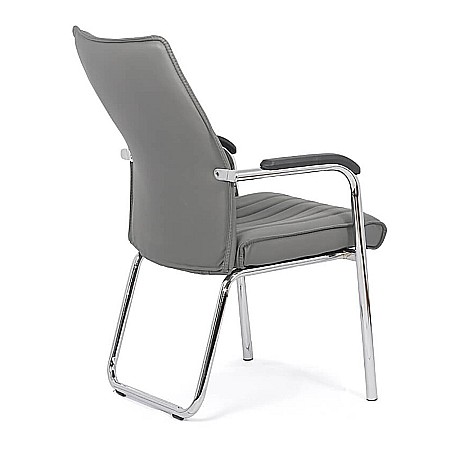 Scaun vizitator HRC 614, ergonomic, piele ecologica, cromat, brate tapitate, 120 kg [2]
