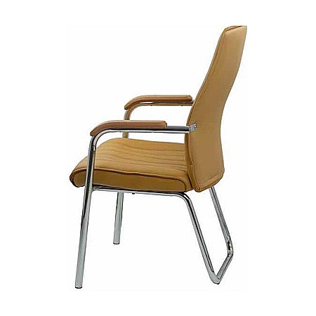 Scaun vizitator HRC 614, ergonomic, piele ecologica, cromat, brate tapitate, 120 kg [3]