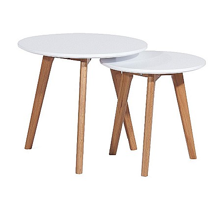 Mese cafea - Set 2 mese cafea SL Milan S2 alb - stejar