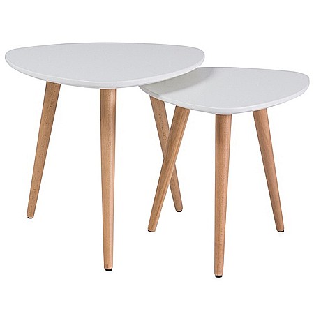 Produse in stoc - Set 2 mese cafea SL Nolan A, blat MDF, cadru lemn, scandinav, alb/stejar