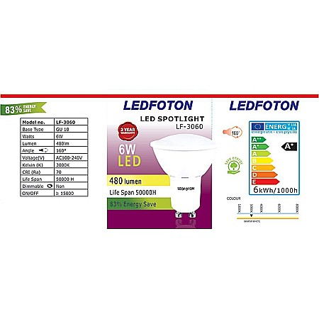 Set 4 Spoturi Led GU10, 6W, 220V lumina calda DLF 3060 [2]