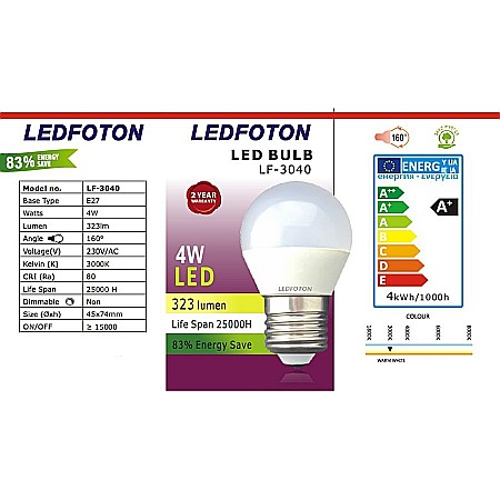 Set 8 Becuri Drimus Led E27 Lumina Calda 4W DLF 3040 [2]