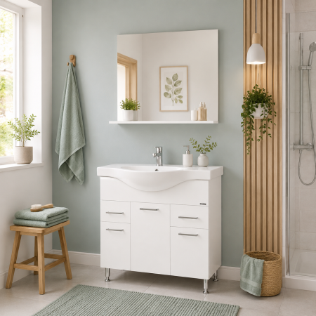 Seturi mobilier baie - Set Baza, lavoar baie GN1531 si oglinda GN0551 - 80 cm