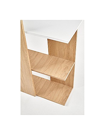 Set birou copii HM Fino, PAL Melaminat, rafturi, stejar auriu/alb cu scaun HM Andy roz, mesh, 102 kg si dulapior rulant HM Simon 2, cu roti, front MDF, alb [4]