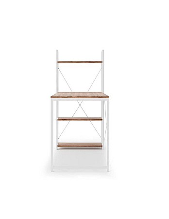 Set birou cu rafturi HM Narvik B1, cadru metalic, PAL melaminat, 120x64x120 cm, stejar sonoma/alb si scaun birou HM Matrix, Ergonomic, Stofa/Piele ecologica, 100 Kg, Negru/Roz [5]