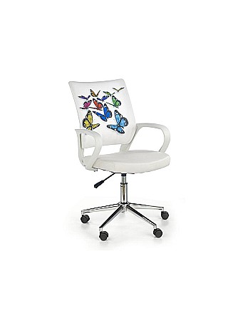 Set birou cu spatiu depozitare pentru scolari, Pal Melaminat, sertar, 2 rafturi, polita glisanta tastatura, fag si scaun HM Ibis Butterfly, stofa/piele ecologica, 100 kg, multicolor [4]