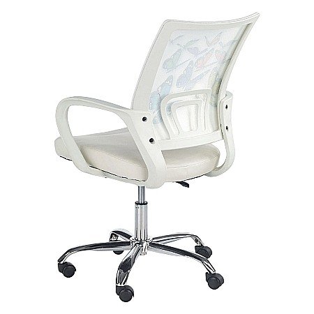 Set birou cu spatiu depozitare pentru scolari, Pal Melaminat, sertar, 2 rafturi, polita glisanta tastatura, fag si scaun HM Ibis Butterfly, stofa/piele ecologica, 100 kg, multicolor [5]