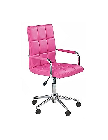 Set birou ergonomic HM Collorido, inaltime reglabila, unghi inclinare ajustabil, MDF, alb si scaun birou HM Gonzo 2, piele ecologica, Mecanism de balans, 90 Kg, roz [2]
