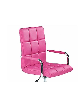 Set birou ergonomic HM Collorido, inaltime reglabila, unghi inclinare ajustabil, MDF, alb si scaun birou HM Gonzo 2, piele ecologica, Mecanism de balans, 90 Kg, roz [3]