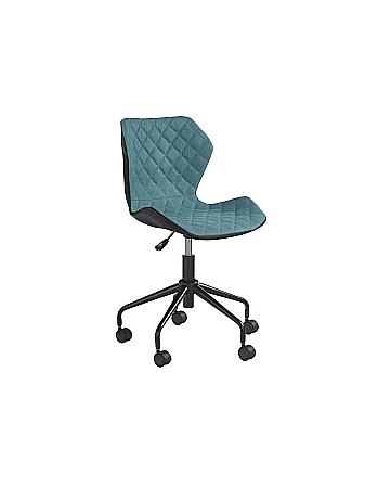 Set birou ergonomic HM Julia inaltime reglabila, unghi inclinare ajustabil, cu scaun HM Matrix negru/turcoaz, stofa, 100 kg si dulapior rulant HM Nils, cu roti, lemn, natur [3]