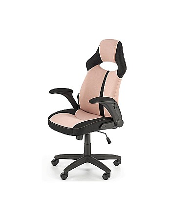 Set birou ergonomic HM Julia inaltime reglabila, unghi inclinare ajustabil, cu scaun HM Bloom roz/negru, stofa/mesh, 100 kg si dulapior rulant HM Nils, cu roti, lemn, natur [2]