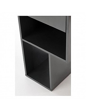 Set birou HM Conti, rafturi, sertar, PAL melaminat, 122x57x90 cm, stejar/gri si scaun pentru copii HM Coco, piele ecologica, inaltime reglabila, 80 kg, Alb [4]
