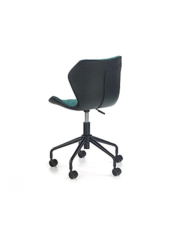 Set birou HM Lima B1, cu usa si sertar, PAL melaminat, 120x55x75 cm, alb si scaun copii HM Matrix, Ergonomic, Stofa/Piele ecologica, 100 Kg, Negru/Turcoaz [2]