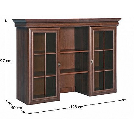 Set comoda living si dormitor, VM3, 4 sertare, 2 usi si vitrina suprapozabila VMN4, 2 usi, 2 polite, Pal melaminat, cu insertii MDF, Nuc [9]