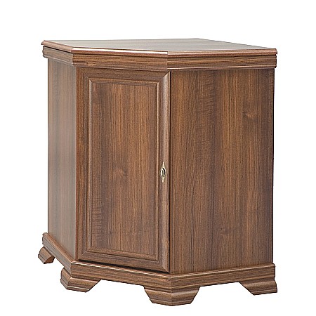 Set comoda pe colt pentru living VMN1, cu o usa, o polita si vitrina suprapozabila VMNN1, o usa, 2 polite, Pal Melaminat, cu elemente din MDF, Nuc [3]