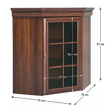 Set comoda pe colt pentru living VMN1, cu o usa, o polita si vitrina suprapozabila VMNN1, o usa, 2 polite, Pal Melaminat, cu elemente din MDF, Nuc [9]