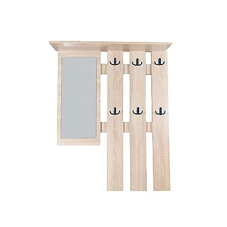 Set cuier si pantofar cu oglinda GN Filip, Pal Melaminat, 12 agatatori, usa rabatabila, polita, stejar/alb [1]