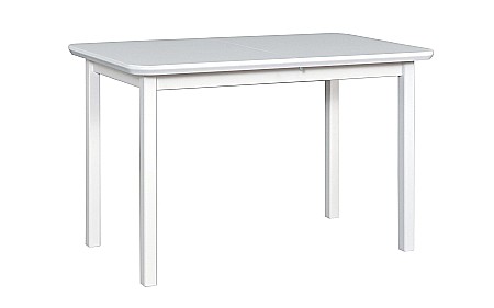 Set masa extensibila lemn masiv, living si bucatarie, DM4 Maxima, blat MDF Furniruit, colturi rotunjite, 120-150x70x76 cm si 4 scaune DM14 Boston, lemn, stofa, 120 kg, alb/gri [1]