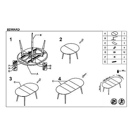 Set masa living extensibila HM Edward, blat MDF, structura metalica, ovala, 120-200x100x75 cm alb/stejar si 4 scaune HM K214, piele ecologica, 100 kg, bej [13]