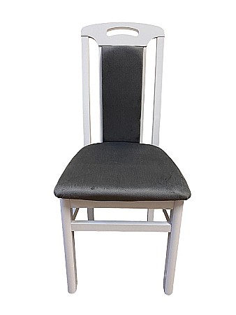 Set masa living extensibila SB Nork, MDF Furniruit, structura lemn masiv, 8 persoane, 198-160x90x74 cm si 6 scaune, tapiterie stofa, lacuit, 120 kg, alb/gri [6]