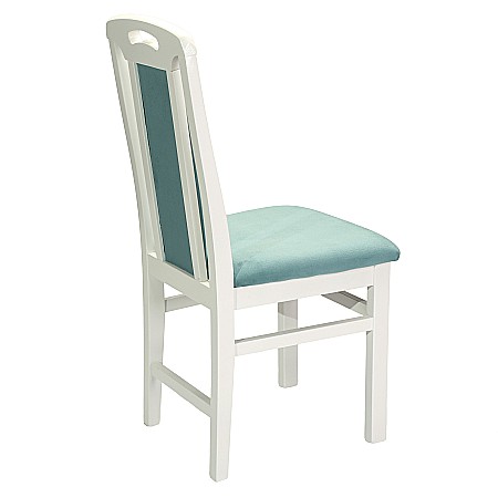 Set masa living extensibila SB Nork, MDF Furniruit, structura lemn masiv, 8 persoane, 198-160x90x74 cm si 6 scaune, tapiterie stofa, lacuit, 120 kg, alb/turcoaz [17]