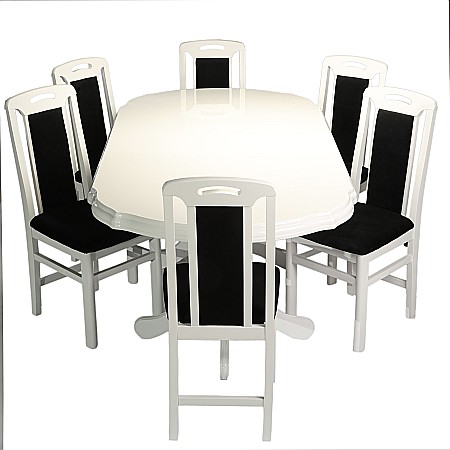 Set masa living SB Nork plus 6 scaune SB Tim alb/negru [1]