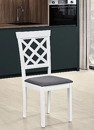 Set masa living si bucatarie Bali, MDF, 112x72x74 cm si 4 scaune Vienna, lemn masiv, tapiterie stofa, 100 kg, alb [7]