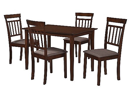 Set masa living si bucatarie Bali, MDF Furniruit, 112x72x74 cm si 4 scaune Hudson, lemn masiv, tapiterie stofa,100 kg, nuc [3]