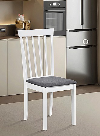 Set masa living si bucatarie Sophia, MDF, rotunda, 90x74 cm si 4 scaune Houston, lemn masiv, tapiterie stofa, 100 kg, alb [4]