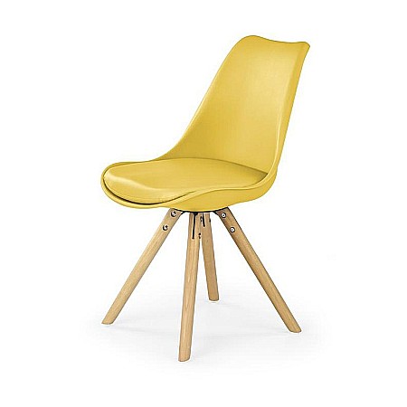 Set masa pentru bucatarie si living HM Prometheus, blat MDF lacuit, rotunda, 80x75 cm si 4 scaune HM K201, cadru lemn, polipropilena, sezut cu piele ecologica, 100 kg [3]