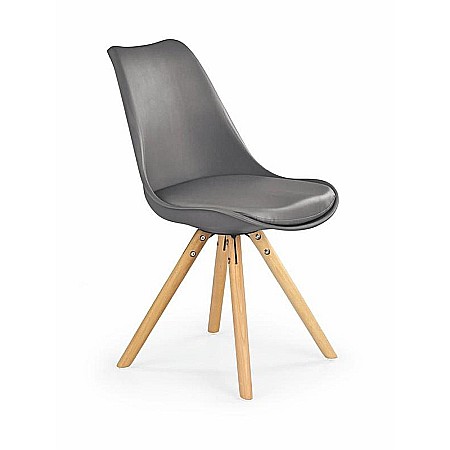 Set masa pentru bucatarie si living HM Prometheus, blat MDF lacuit, rotunda, 80x75 cm si 4 scaune HM K201, cadru lemn, polipropilena, sezut cu piele ecologica, 100 kg [4]