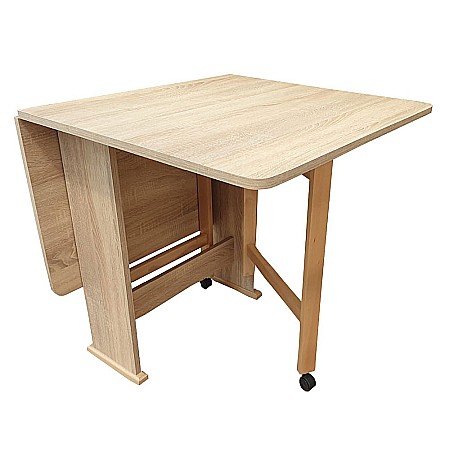Set masa plianta 12 persoane, Pal Melaminat, insertii lemn masiv, 274x75x78 cm si 6 scaune pliante, tapiterie piele ecologica, stejar sonoma [5]