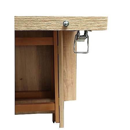Set masa plianta 12 persoane, Pal Melaminat, insertii lemn masiv, 274x75x78 cm si 6 scaune pliante, tapiterie piele ecologica, stejar sonoma [4]