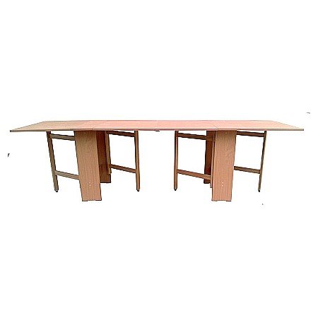 Set masa plianta 12 persoane, Pal Melaminat, insertii lemn masiv, 274x75x78 cm si 6 scaune pliante, tapiterie piele ecologica, fag [2]