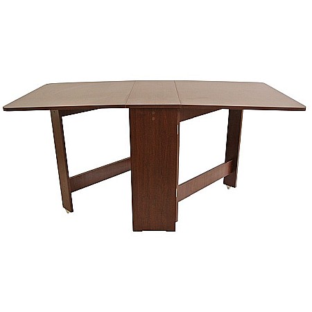 Set masa plianta MD1, bucatarie si living, Pal Melaminat, colturi rotunjite, 6 persoane, 160x80x75 cm si 6 scaune pliante lemn, tapitate cu piele ecologica, wenge [1]