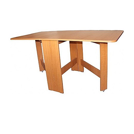 Set masa plianta MD1, bucatarie si living, Pal Melaminat, colturi rotunjite, 6 persoane, 160x80x75 cm si 6 scaune pliante lemn, tapitate cu piele ecologica, cires [1]