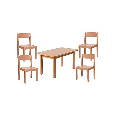Masa si scaune gradinita - Set masa si 4 scaune gradinita Bambi, H31, natur