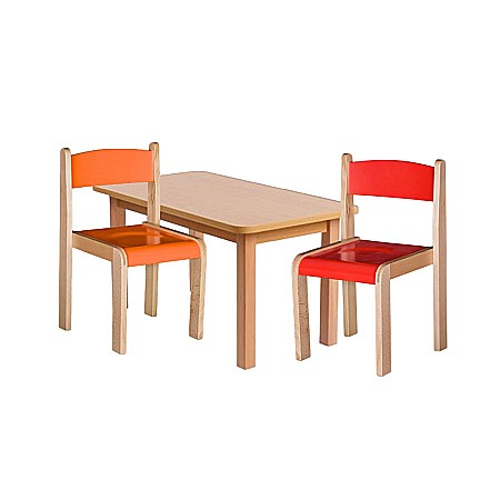 Set masa si 4 scaune gradinita Bambi, H35, rosu/portocaliu [2]