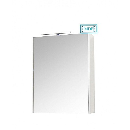 Set mobilier baie cu lavoar ceramic, GN0541, front MDF, 2 sertare, 60 cm, picioare cromate reglabile si dulap cu oglinda GN5011, MDF, iluminare led, cu usa, 3 rafturi, soft close, alb [3]