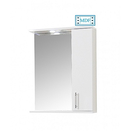 Set mobilier baie cu lavoar ceramic GN1531, front MDF, 55 cm, 2 usi, 2 sertare, picioare cromate reglabile, balamale soft close si oglinda cu dulap GN0201, dreptunghiulara, PAL, iluminare led, alb [5]